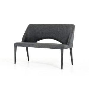 Benzara Fabric Upholstered Bench with Slight Open Back Design and Metal Tapered Feet, Gray BM187482 Gray Metal Fabric BM187482