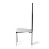 Benzara Leatherette Upholstered Dining Chair with Vertical Slat Back Design, White and Silver BM187495 Silver and White Metal and faux Leather BM187495