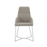 Benzara Fabric Upholstered Dining Chairs with Unique Design Steel Base, Set of Two, Gray and Silver BM187523 Gray and Silver Stainless Steel and Fabric BM187523