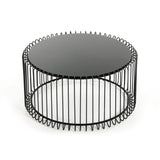 Benzara Metal  Coffee Table with Tempered Glass Top, Black BM187561 Black Metal and Glass BM187561