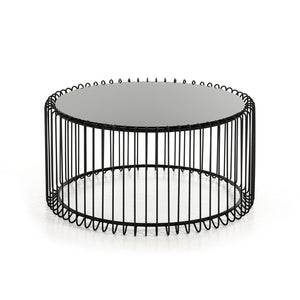 Benzara Metal  Coffee Table with Tempered Glass Top, Black BM187561 Black Metal and Glass BM187561