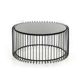 Metal  Coffee Table with Tempered Glass Top, Black