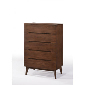 Benzara Five Drawers Wooden Chest with Angled Legs, Brown BM187573 Brown Wood BM187573