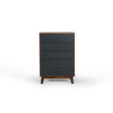 Benzara Spacious Five Drawers Wooden Chest with Flared Legs, Brown and Gray BM187578 Brown and Gray Wood and Metal BM187578