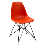 Benzara Deep Back Plastic Chair with Metal Eiffel Style Legs, Orange and Black BM187592 Orange and Black Plastic and Metal BM187592