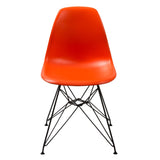 Deep Back Plastic Chair with Metal Eiffel Style Legs, Orange and Black