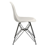 Benzara Deep Back Plastic Chair with Metal Eiffel Style Legs, Set of Two, White and Black BM187593 White and Black Plastic and Metal BM187593
