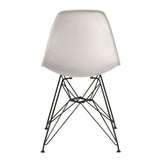 Benzara Deep Back Plastic Chair with Metal Eiffel Style Legs, Set of Two, White and Black BM187593 White and Black Plastic and Metal BM187593
