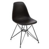 Benzara Deep Back Plastic Chair with Metal Eiffel Style Legs, Black BM187594 Black Plastic and Metal BM187594