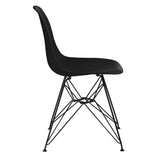 Benzara Deep Back Plastic Chair with Metal Eiffel Style Legs, Black BM187594 Black Plastic and Metal BM187594