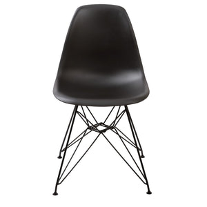 Benzara Deep Back Plastic Chair with Metal Eiffel Style Legs, Black BM187594 Black Plastic and Metal BM187594