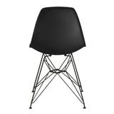 Benzara Deep Back Plastic Chair with Metal Eiffel Style Legs, Black BM187594 Black Plastic and Metal BM187594