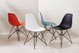 Benzara Deep Back Plastic Chair with Metal Eiffel Style Legs, Black BM187594 Black Plastic and Metal BM187594