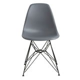 Benzara Deep Back Plastic Chair with Metal Eiffel Legs, Set of 2, Gray and Black BM187595 Gray and Black Plastic and Metal BM187595