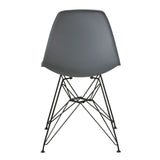 Benzara Deep Back Plastic Chair with Metal Eiffel Legs, Set of 2, Gray and Black BM187595 Gray and Black Plastic and Metal BM187595