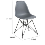 Benzara Deep Back Plastic Chair with Metal Eiffel Legs, Set of 2, Gray and Black BM187595 Gray and Black Plastic and Metal BM187595