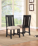 Benzara Wooden Chair with Fabric Upholstered Seat and Slat Style Back, Set of 2, Black and Beige BM187604 Black and Beige Wood and Fabric BM187604