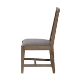 Benzara Wooden Chair with Fabric Upholstered Seat and Slat Style Back, Set of 2, Oak Brown and Gray BM187606 Brown and Gray Wood and Fabric BM187606