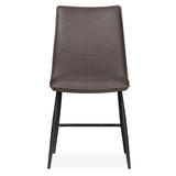 Benzara Leather Upholstered Metal Chair with Decorative Top Stitching, Set of 2, Latte Brown and Black BM187607 Brown and Black Leather and Metal BM187607