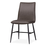 Benzara Leather Upholstered Metal Chair with Decorative Top Stitching, Set of 2, Latte Brown and Black BM187607 Brown and Black Leather and Metal BM187607