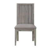 Benzara Wooden Chair with Fabric Upholstered Seat, Set of 2, Gray BM187610 Gray Wood and Fabric BM187610