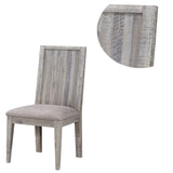 Benzara Wooden Chair with Fabric Upholstered Seat, Set of 2, Gray BM187610 Gray Wood and Fabric BM187610