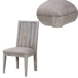 Benzara Wooden Chair with Fabric Upholstered Seat, Set of 2, Gray BM187610 Gray Wood and Fabric BM187610