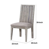 Benzara Wooden Chair with Fabric Upholstered Seat, Set of 2, Gray BM187610 Gray Wood and Fabric BM187610