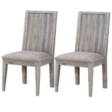 Benzara Wooden Chair with Fabric Upholstered Seat, Set of 2, Gray BM187610 Gray Wood and Fabric BM187610