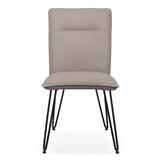 Benzara Faux Leather Upholstered Metal Chair with Hairpin Style Legs, Set of 2, Black and Gray BM187616 Black and Gray Metal and Faux Leather BM187616