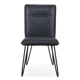 Benzara Leather Upholstered Metal Chair with Hairpin Style Legs Set of 2, Black BM187617 Black Metal and Leather BM187617