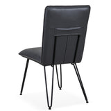 Benzara Leather Upholstered Metal Chair with Hairpin Style Legs Set of 2, Black BM187617 Black Metal and Leather BM187617