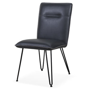 Benzara Leather Upholstered Metal Chair with Hairpin Style Legs Set of 2, Black BM187617 Black Metal and Leather BM187617