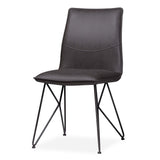 Benzara Leather Upholstered Metal Chair with Angle Hairpin Style Legs, Black and Gray BM187618 Gray Leather and Metal BM187618