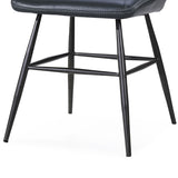 Benzara Leather Upholstered Metal Chair with Stitch Details, Set of 2, Black BM187619 Black Metal and Leather BM187619