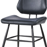 Benzara Leather Upholstered Metal Chair with Stitch Details, Set of 2, Black BM187619 Black Metal and Leather BM187619