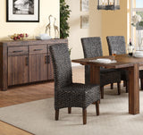 Benzara Wicker Woven Wooden Chair with high Back, Set of 2, Brown BM187620 Brown Wood and Wicker BM187620