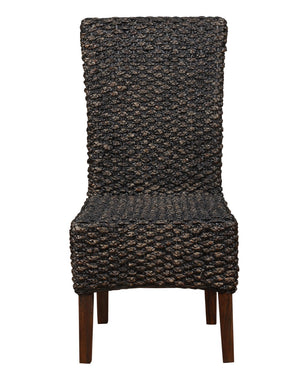 Benzara Wicker Woven Wooden Chair with high Back, Set of 2, Brown BM187620 Brown Wood and Wicker BM187620