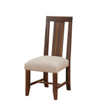 Benzara Fabric Upholstered Wooden Chair with Exposed Joints, Set of 2, Brick Brown and Beige BM187621 Brown and Beige Wood and Fabric BM187621