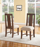 Benzara Fabric Upholstered Wooden Chair with Exposed Joints, Set of 2, Brick Brown and Beige BM187621 Brown and Beige Wood and Fabric BM187621