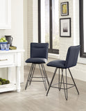 Benzara Metal Leather Upholstered Counter Height Stool with Hairpin Style Legs, Blue and Black BM187622 Blue and Black Leather & Metal BM187622