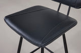 Benzara Leather Upholstered and Metal Counter Height Stool with Stitch Details, Black BM187625 Black Metal & Leather BM187625