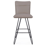 Benzara Metal Leather Upholstered Bar Height Stool with Hairpin Style Legs Set of 2, Taupe and Black BM187627 Taupe and Black Leather & Metal BM187627