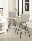 Benzara Metal Leather Upholstered Bar Height Stool with Hairpin Style Legs Set of 2, Taupe and Black BM187627 Taupe and Black Leather & Metal BM187627