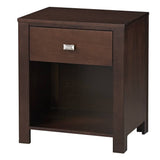 Benzara Wooden Nightstand with One Drawer and One Shelf, Brown BM187629 Brown Wood BM187629