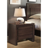 Benzara Wooden Nightstand with Two Drawers, Brown BM187632 Brown Wood BM187632