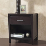 Benzara Wooden Nightstand with One Drawer and One Shelf, Brown BM187633 Brown Wood BM187633