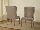 Benzara Fabric Upholstered Wooden Chair with Demi Wing Back Design, Set of 2, Brown and  Gray BM187635 Brown and  Gray Wood and Fabric BM187635