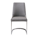 Benzara Leather Upholstered Chair with U Shaped Base, Chrome and Gray BM187638 Silver and Gray Metal and Leather BM187638