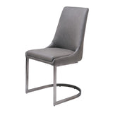 Benzara Leather Upholstered Chair with U Shaped Base, Chrome and Gray BM187638 Silver and Gray Metal and Leather BM187638